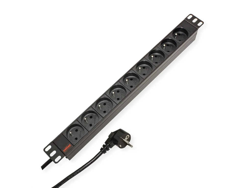 [19.07.1624] ROLINE PDU pour armoire, 9 prises, 45°, 16A, FR/BE, noir, 2,0 m