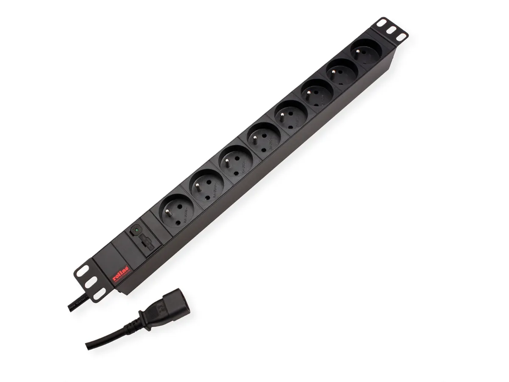 [19.07.1626] ROLINE PDU voor kast, 8 prijzen, 45°, 16A, FR/BE, zwart, IEC320 C14 M 2 m