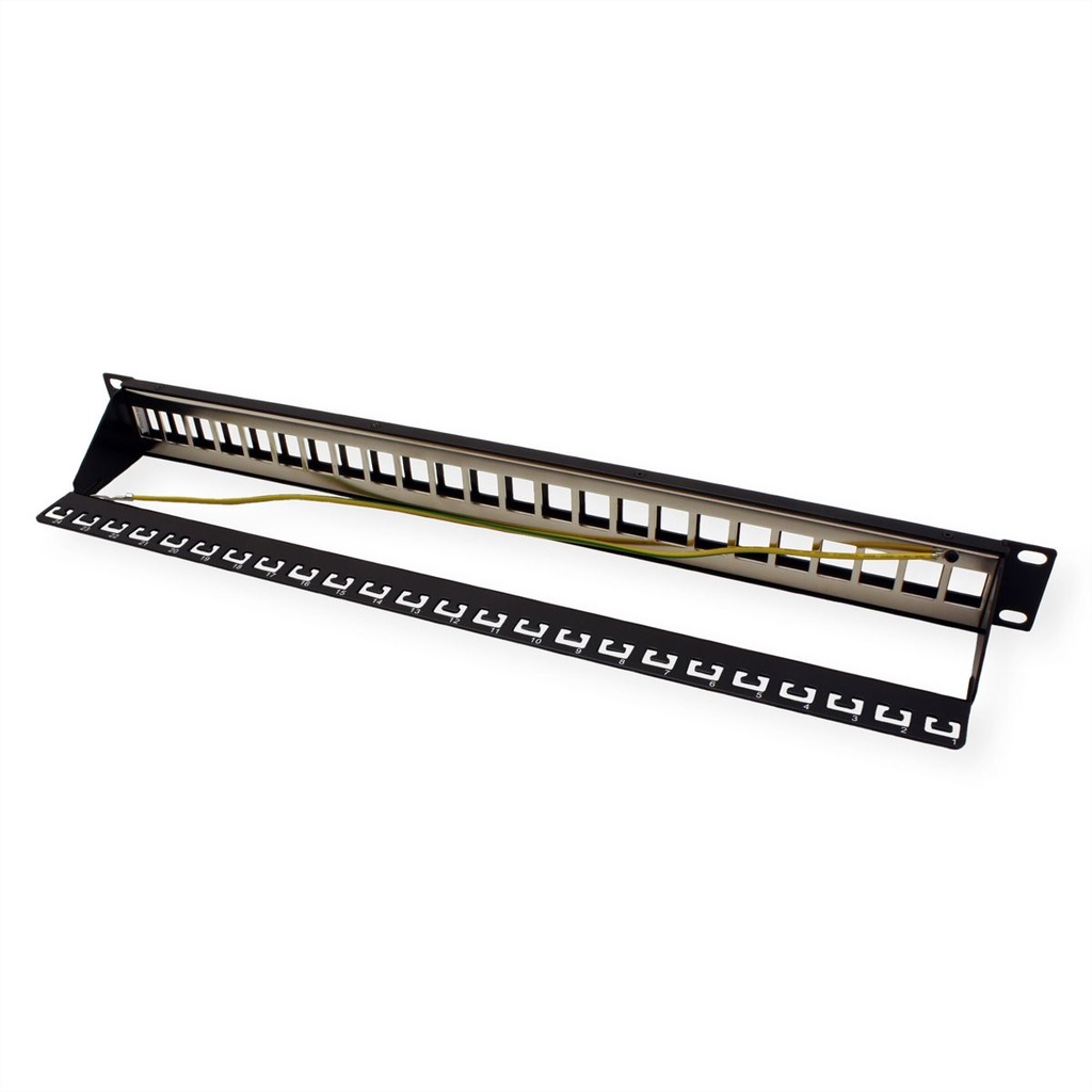 Panneau de brassage vide ROLINE Keystone 19'' Cat.5/Cat.6/Cat.6a, 24 poorten, STP, zwart