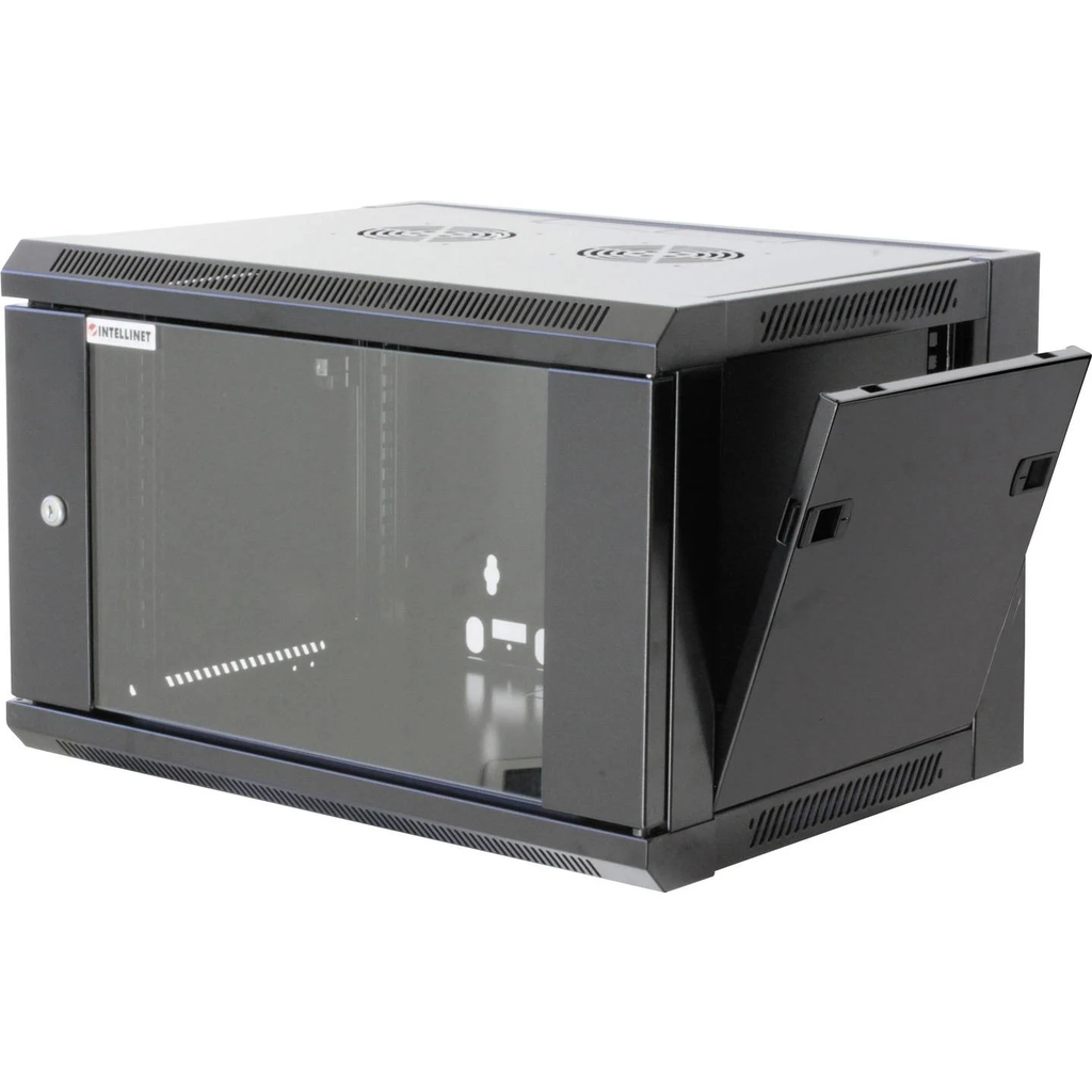 [711715] Kastmuur Intellinet 711715 19", 6U, profondeur 450 mm, laadstatique maximaal 60 kg, avant porte omkeerbaar