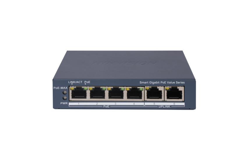 [DS-3E1506P-EI/M] Commutateur PoE intelligent Gigabit 4 poorten HIKVISION DS-3E1506P-EI/M - Budget PoE totaal 45 W