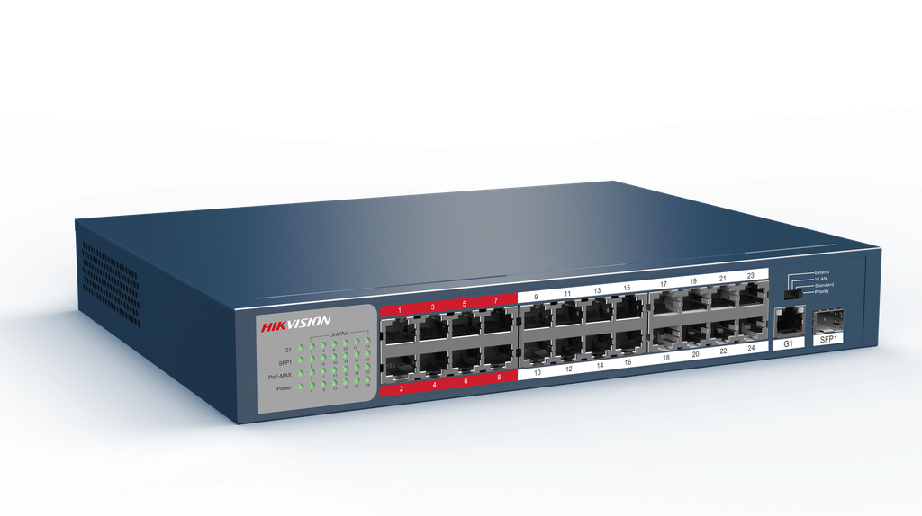 [DS-3E1526P-EI] Commutateur intelligent POE Gigabit HIKVISION DS-3E1526P-EI 24 ports 24 ports PoE RJ45 Gigabit, 1 port RJ45 Gigabit, 1 port fibre optique Gigabit