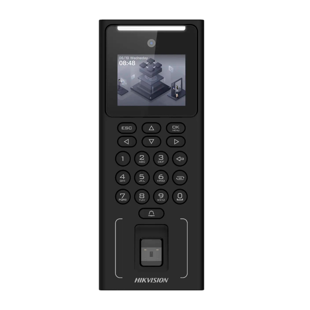 [DS-K1T321MFWX] Hikvision DS-K1T321MFWX Terminal de Contrôle d'accès et de présence Facial, empreinte digitale, carte MF et PIN - TCP/IP, USB et RS485 2.4" TFT | Contrôleur intégré iVMS-4200 | Hik-Connect