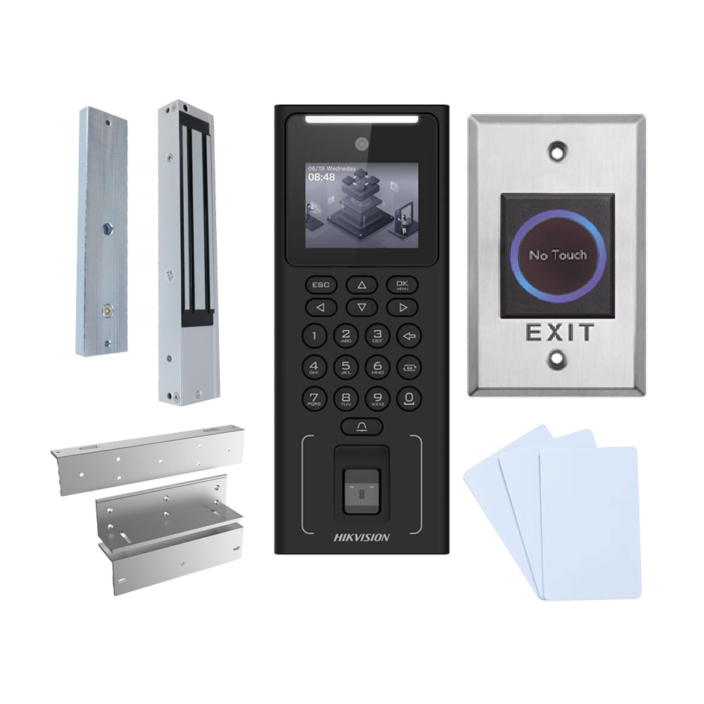 [DS-KAS321] Hikvision DS-K1T321MFWX-KIT - Kit de contrôle d'accès - Terminal de contrôle d'accès et de présence facial, empreinte digitale, carte MF et PIN - TCP/IP, USB et RS485 2.4" TFT | Contrôleur intégré iVMS-4200 | Hik-Connect