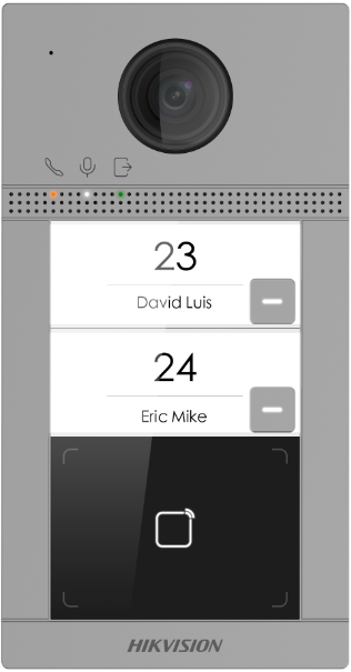 Porte Hikvision DS-KV8213-WME1/S Surface Aluminium 2 x Bouton, PoE/ 12 VDC, Kaart Mifare WIFI - 2 relais