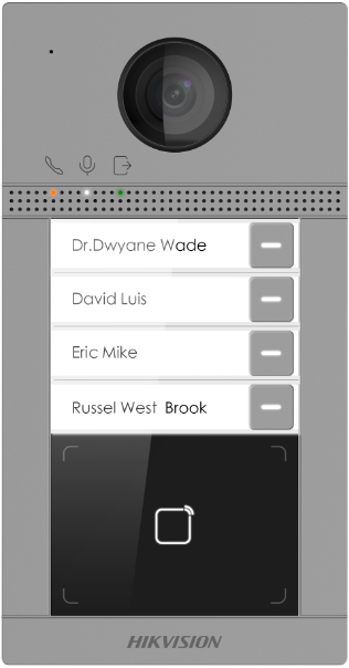 [DS-KV8413-WME1(C)] Porte Hikvision DS-KV8413-WME1(C) Oppervlak Aluminium 4 x Bouton, PoE/12 VDC, Kaart Mifare WIFI - 2 relais