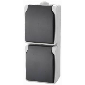 [ELMX-38261] ELIX Prize bipolaire dubbel + Terre - 230V~ 16A - Baby Safe - IP44 - Grijs - Schijnbaar