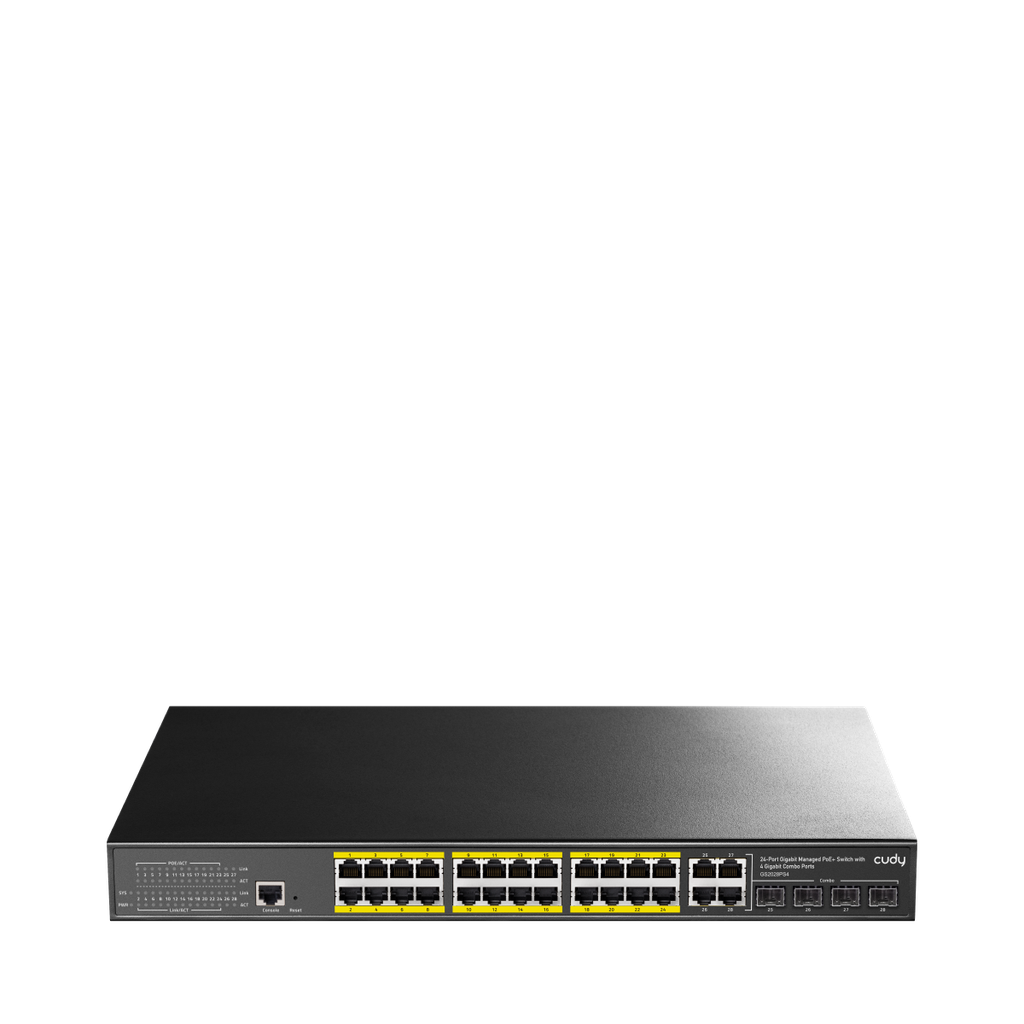 Commutateur PoE+ Gigabit met Cudy GS2028PS4-300W 24 poorten met 4 gecombineerde poorten Gigabit 300 W