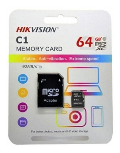 [HS-TF-C1STD-64G-A] Hikvision HS-TF-C1STD-64G-A 64GB microSDXC Klasse C10 voor bewakingssystemen