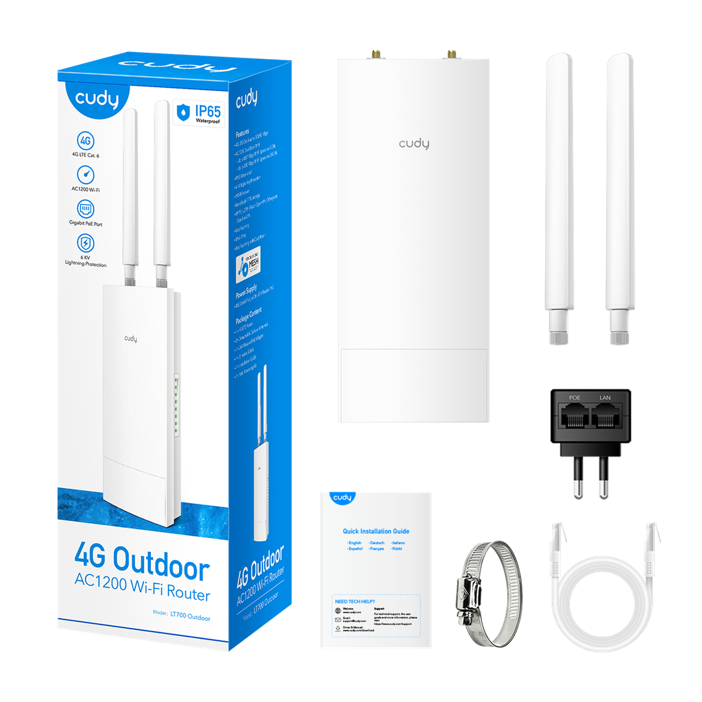 CUDY LT500-buitenrouter Wi-Fi-extérieur 4G LTE AC1200
