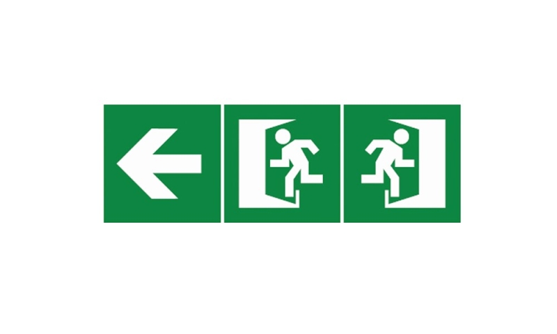 [LUZ-P1] PICTOGRAM LIJM P1 300X100MM (FLÈCHE+2 PORTES)