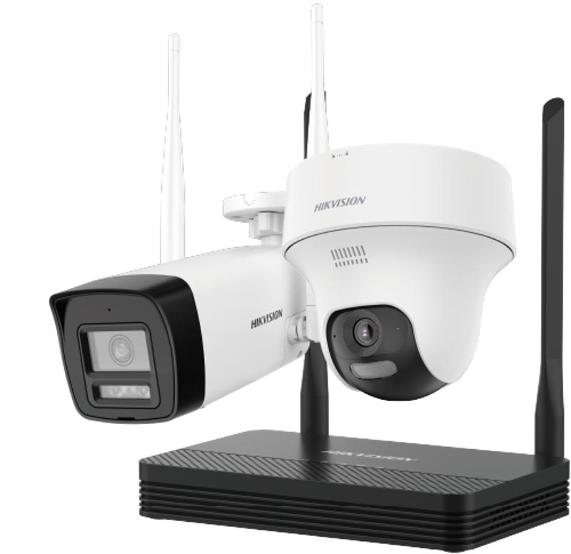 [NKS424W02H] Kit IP Wi-Fi HIKVISION NKS424W02H 4MP H.265 Kit NVS Wi-Fi une balle + une tourelle - Micro SD en option