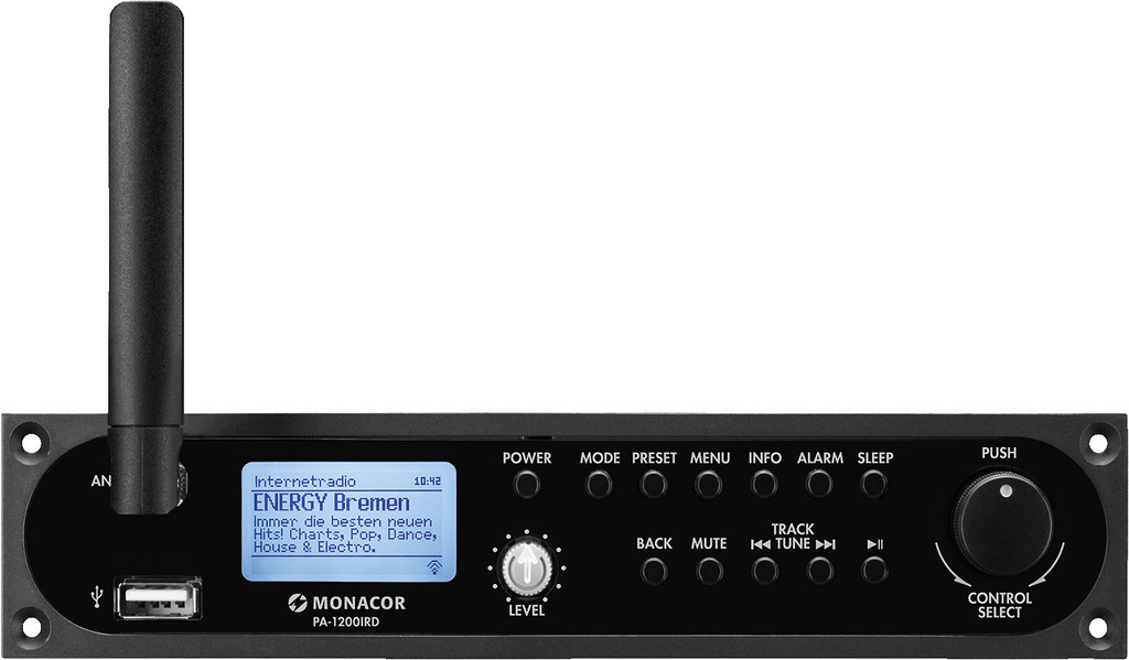 [PA-1200IRD] Radio internet PA-1200IRD, invoegtuner DAB+/FM RDS met USB-poort, voor mengversterker PA met insteekcompartiment.