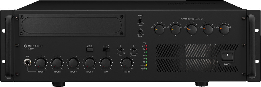 [PA-5240] Amplificateur de mixage mono 5 zones Monacor PA-5240 1 x 240 W 5 zones