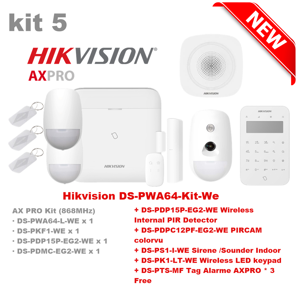 [PWA64-KIT05] Kit d'alarme sans fil Hikvision DS-PWA64-Kit-WE 5