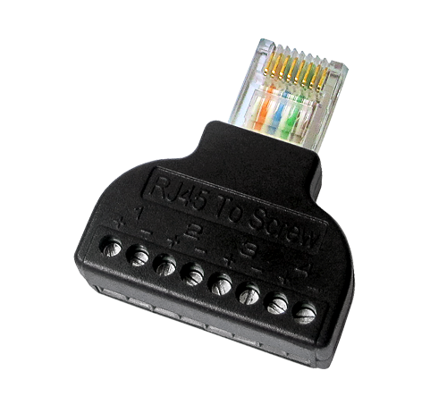 [RJ45-BLOK] Adapter RJ45 versus terminal CON300-BLOCK, mannelijke RJ45-connector, 8 houders